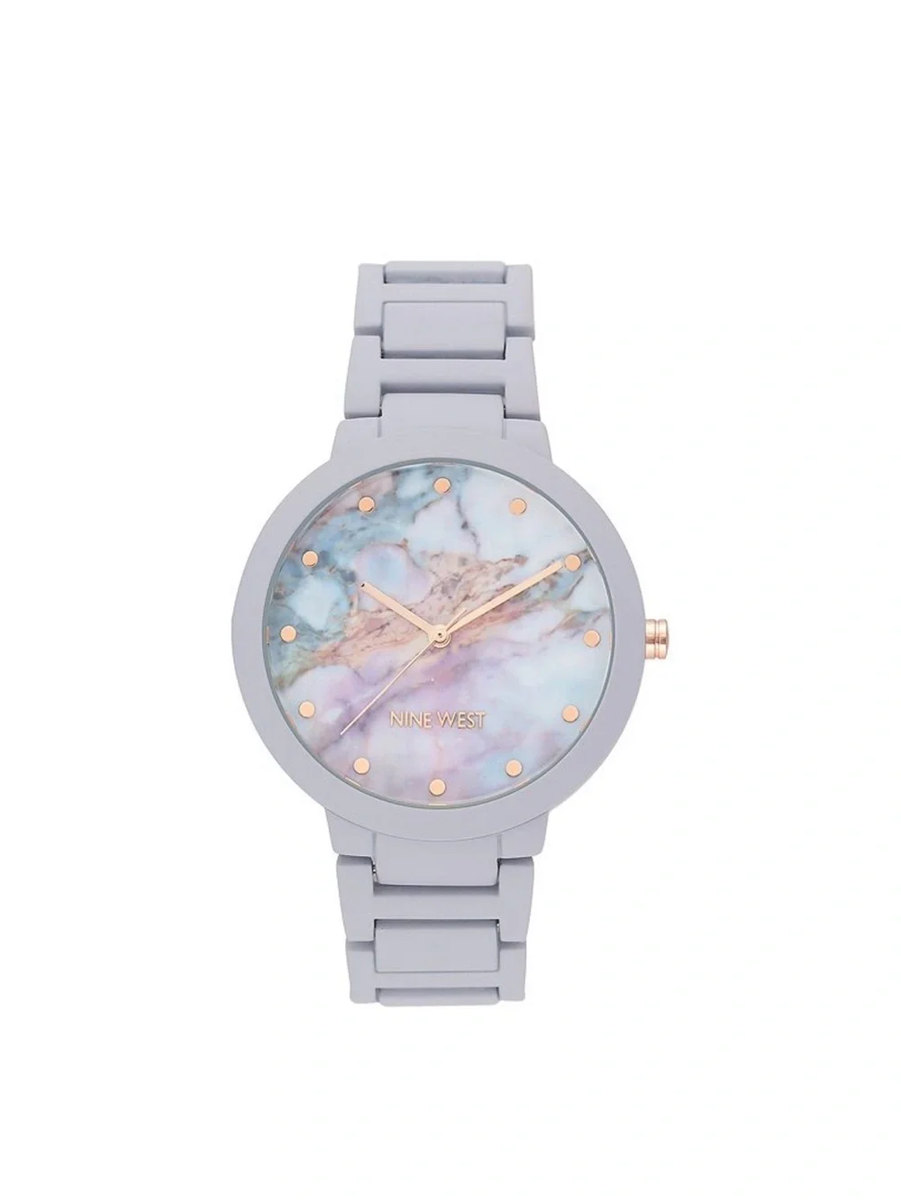 Nine West Lavender Silicone Link Watch with Marble Dial Accents